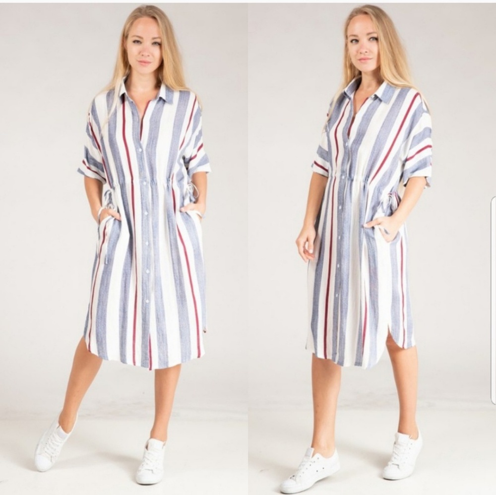 Multi Color Stripe Shirt Dress